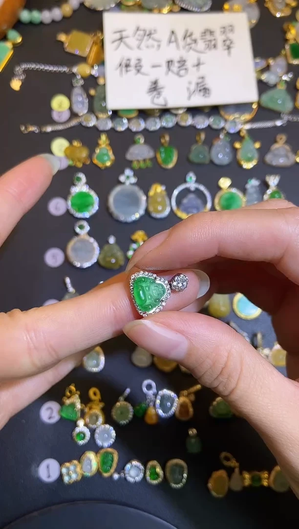 吊坠(不含链)银S925镶嵌翡翠1