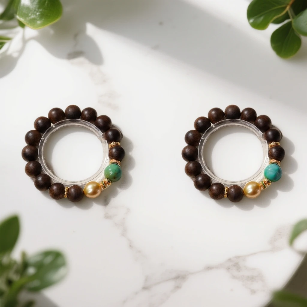 沉香沉水白奇楠1.2DIY18k绿松珍珠单圈（多样性发其一）CBQ0028