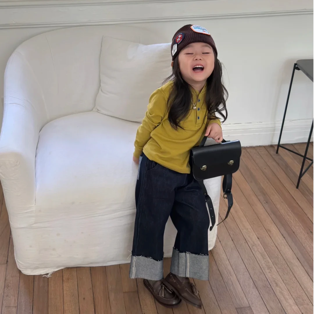 壹妈童装女童休闲套装2025秋季新款洋气儿童长袖上衣蓝色牛仔裤