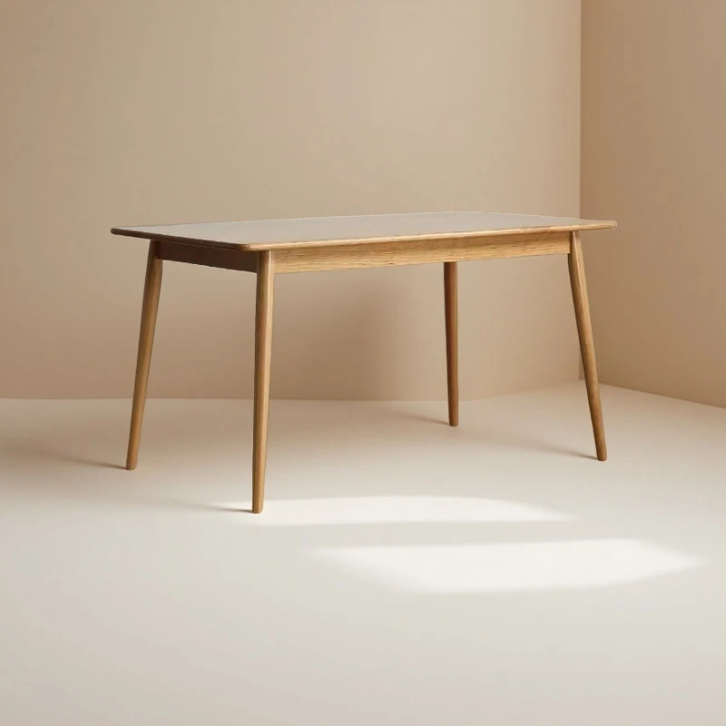 北欧餐桌家用小户型全实木家具餐桌樱桃木写字台小木凳