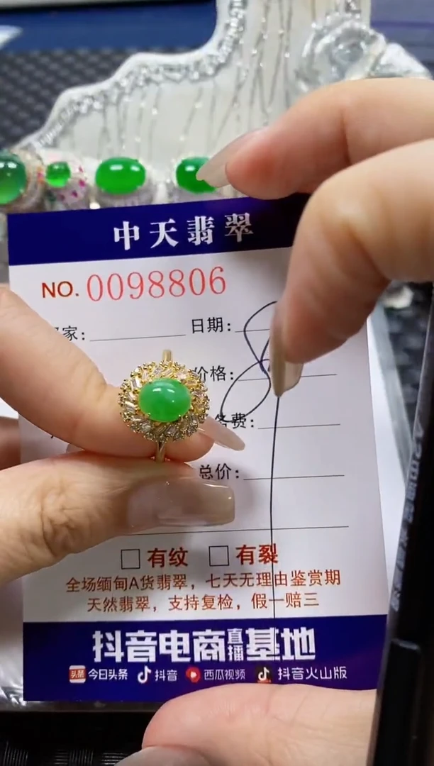 【闪购商品】翡翠戒指银S925镶嵌8806