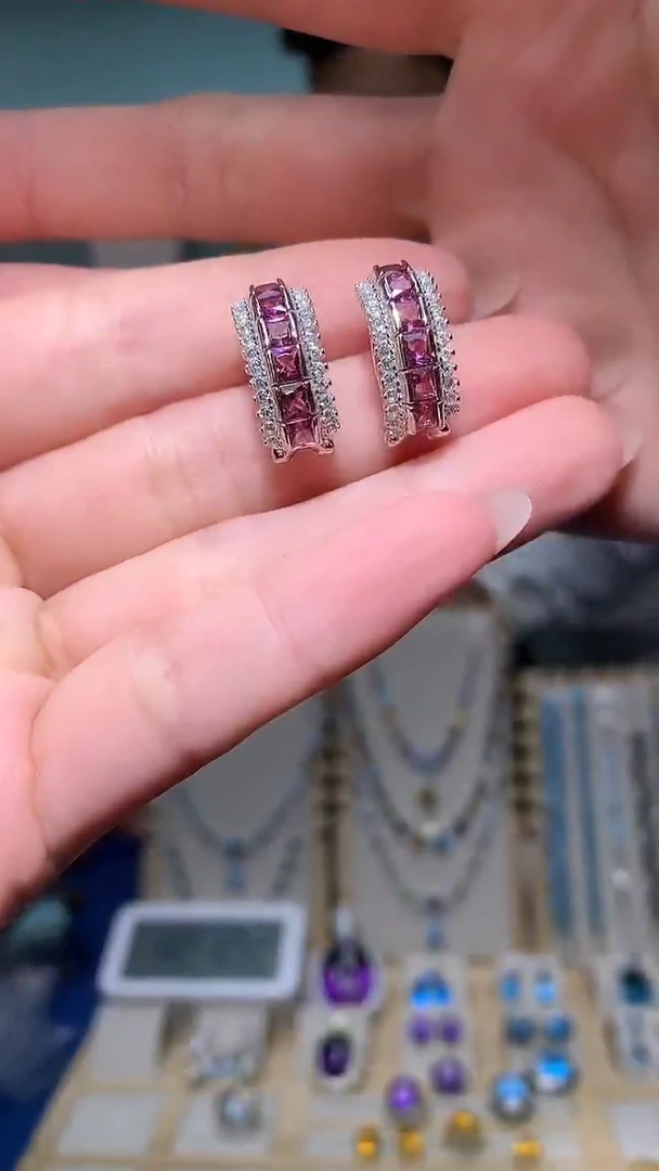 石榴石耳饰银S925镶嵌（宝石世家严选）