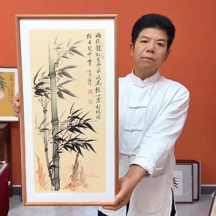 张富民作品/指日定干霄（乌檀木实木框）/古宣/36*70cm左右