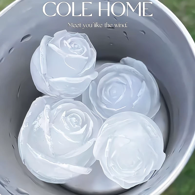 玫瑰花冰格模具自制冰块注水硅胶食品级家用夏天威士忌杯冰球创意