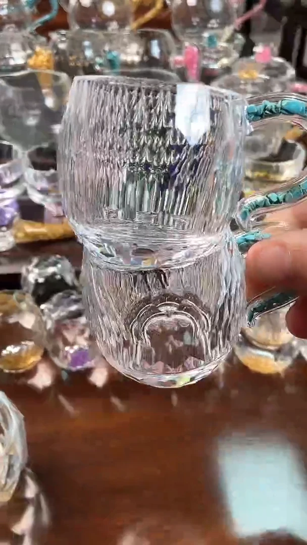 【闪购商品】玺宴新款水晶弯把小茶碗绿松石2个装