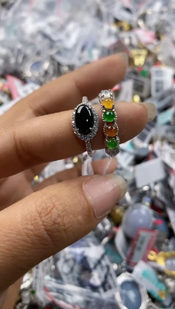 银S925镶嵌戒指翡翠101010----2