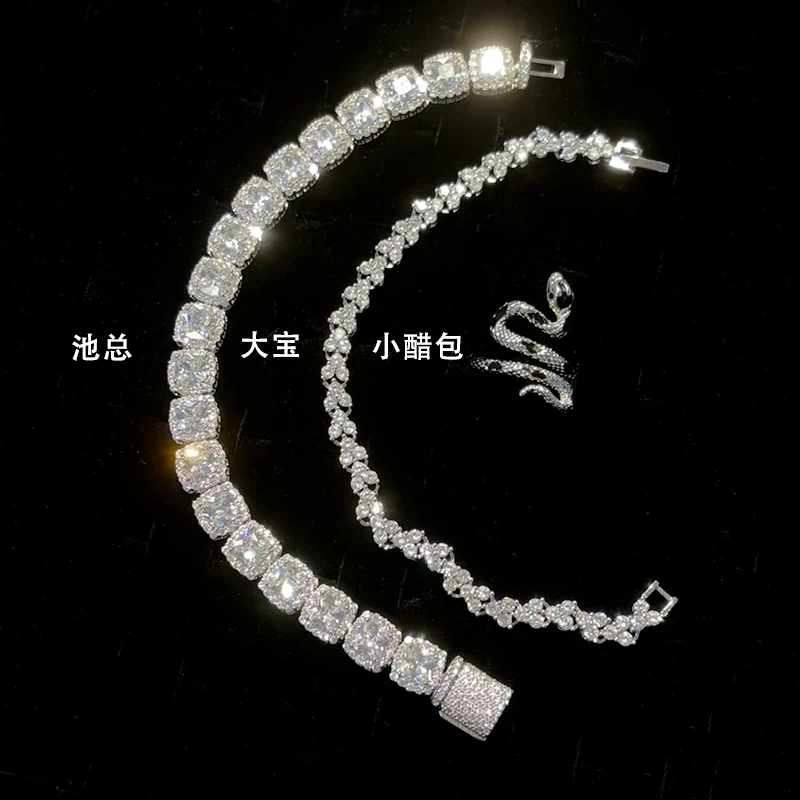 铜合金合成锆石手链 慕Ter 饭制逆爱池骋大宝小醋包同款方糖手链