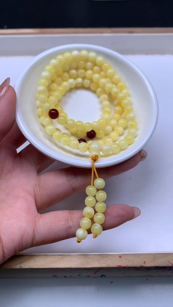 裸石蜜蜡未镶嵌L407 白花蜡6mm一条15元