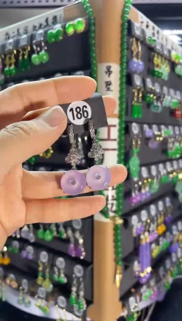 翡翠银S925镶嵌耳饰186...