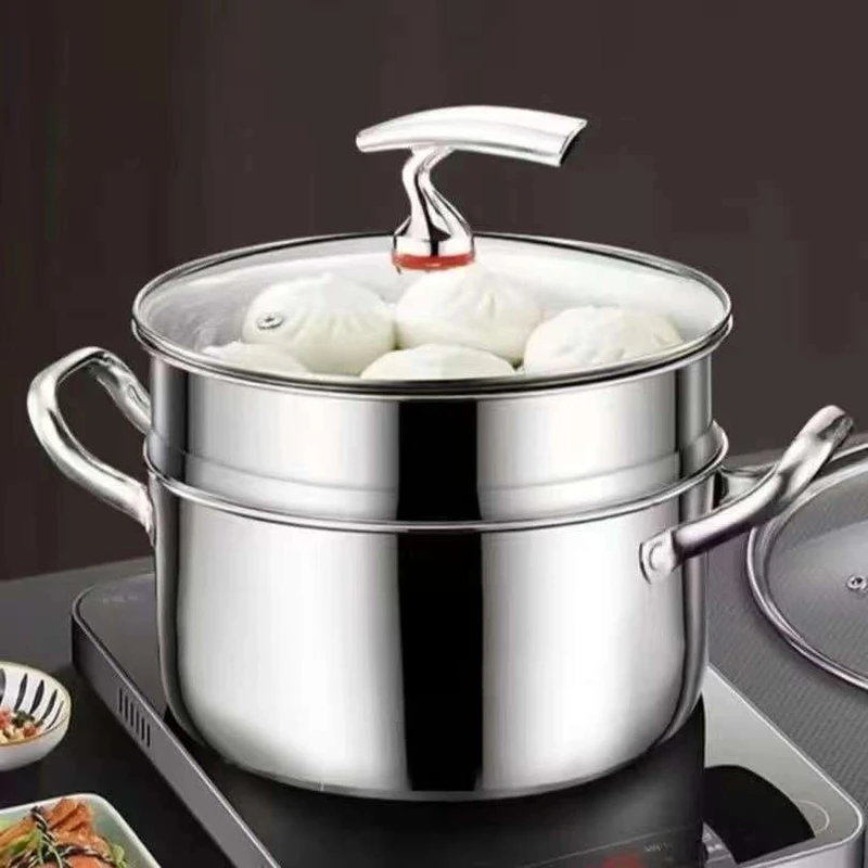 【飞鸟双层蒸锅】不锈钢汤锅煮粥煲汤家用破损问题联系客服免费补发