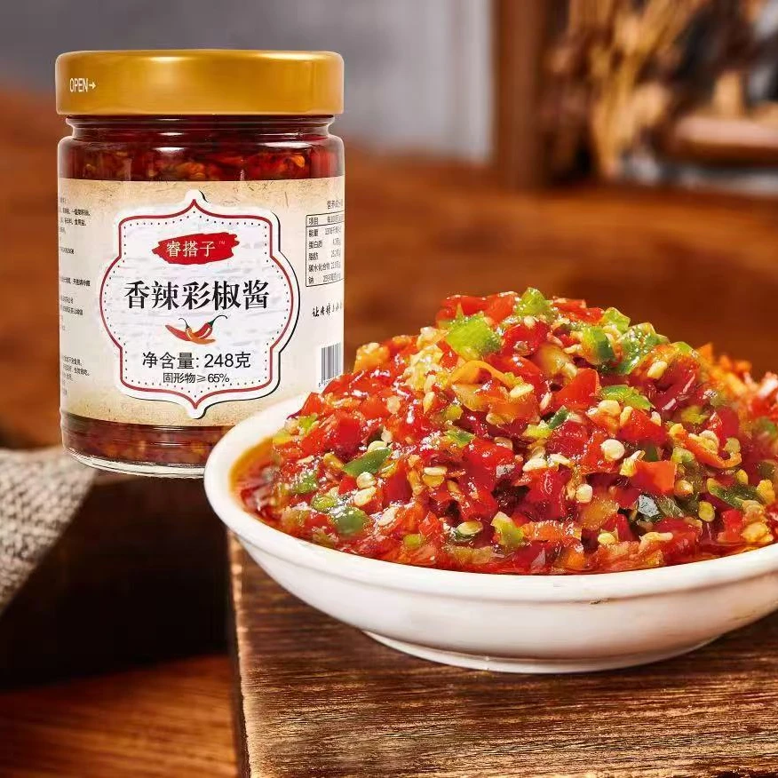 睿搭子香辣彩椒酱下饭菜湖南特产腌制咸菜拌饭248g/瓶下饭神器