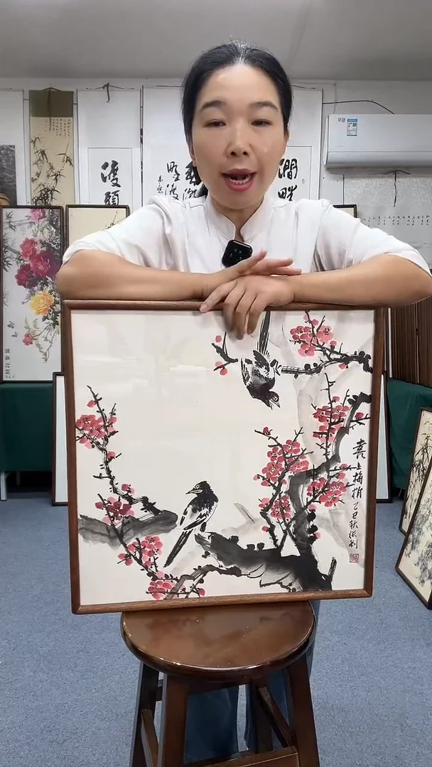 国画52*52实木画框京东包邮手绘