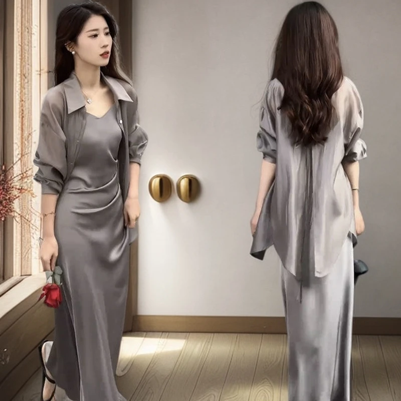 高级感套装裙时尚气质防晒衫吊带连衣裙两件套裙子女爆款2025新款