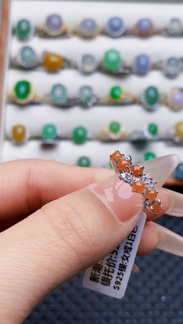 银S925镶嵌戒指翡翠3296