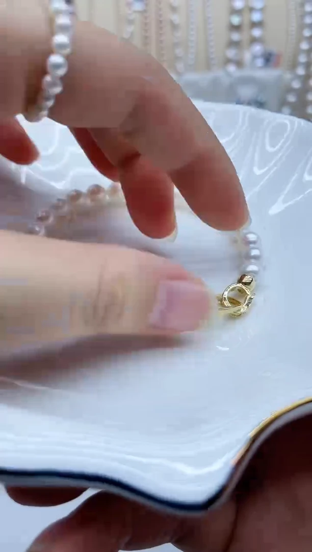 银S925镶嵌手链淡水珍珠手链