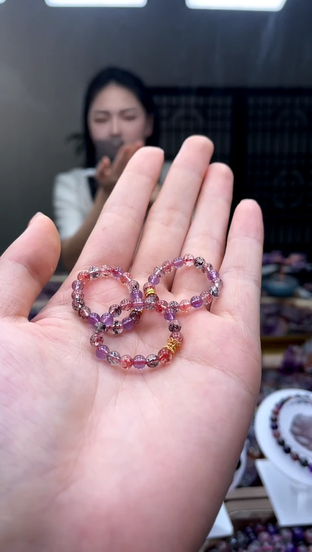未镶嵌戒指水晶超七金草莓戒指  多样性发一