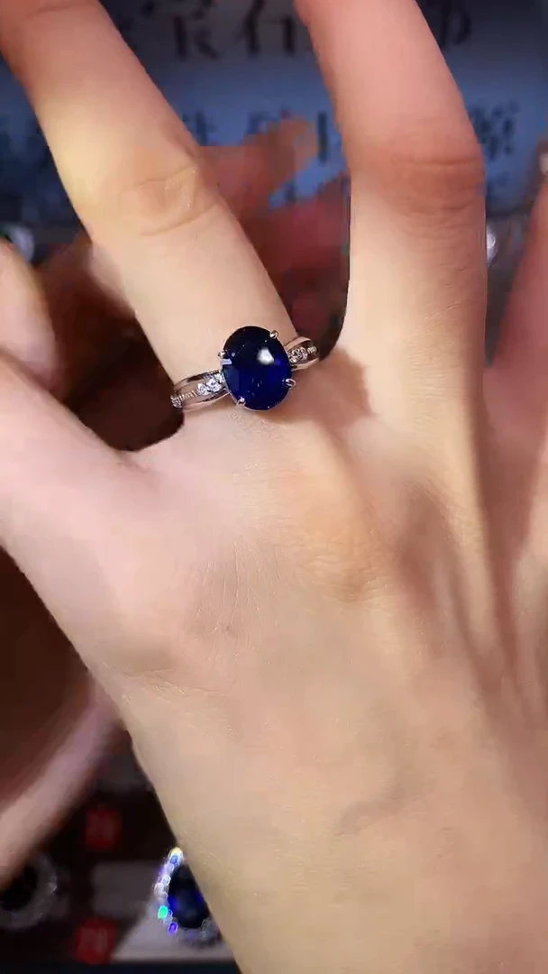 戒指蓝宝石银S925镶嵌.......