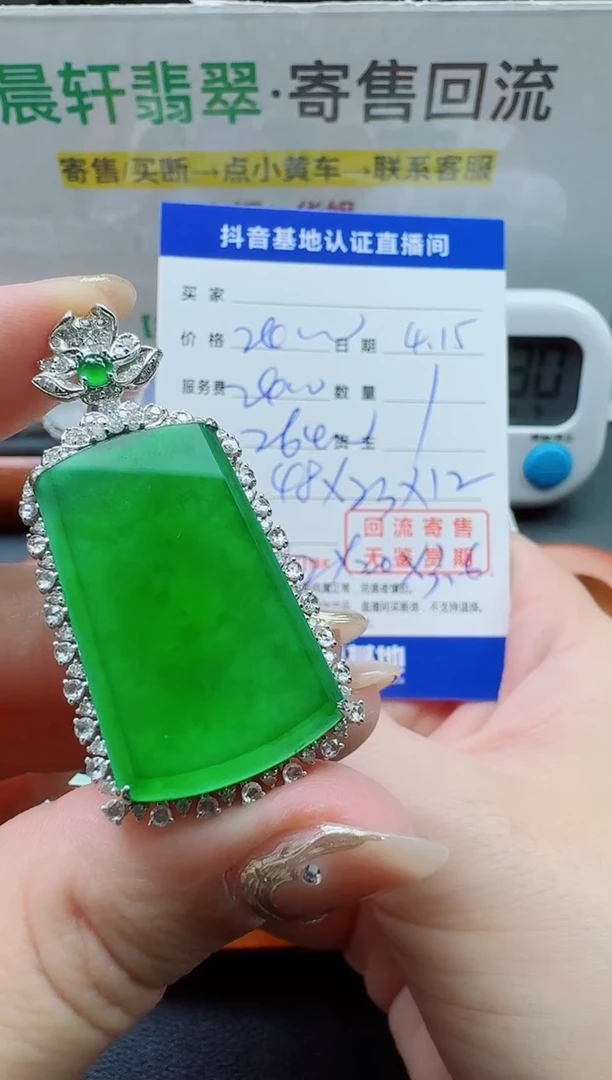 翡翠18K金镶嵌颈饰寄售回流，不退不换(分单总价26400)