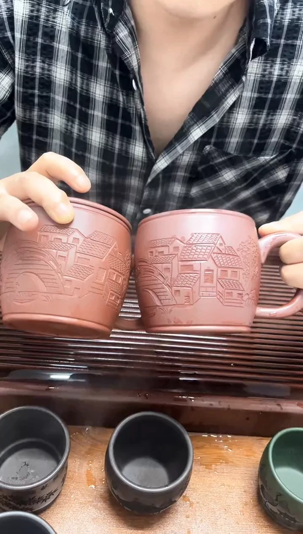 宜兴紫砂原矿汉瓦杯