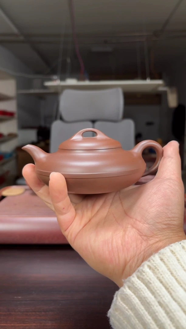 茶壶紫砂老紫泥线圆200毫升