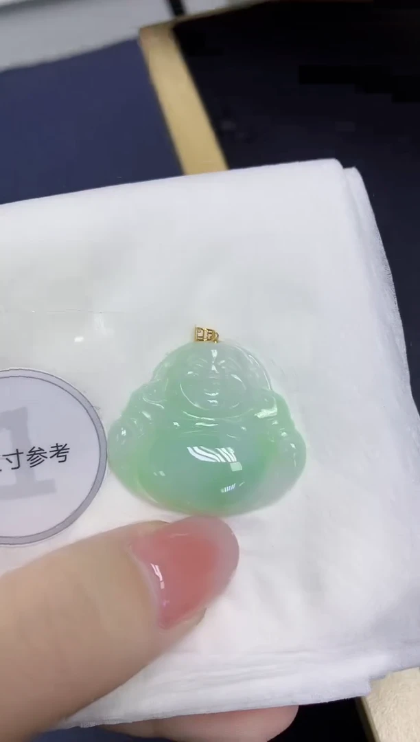 颈饰18K金镶嵌翡翠天然缅甸翡翠A货百元以上9元证书费自理