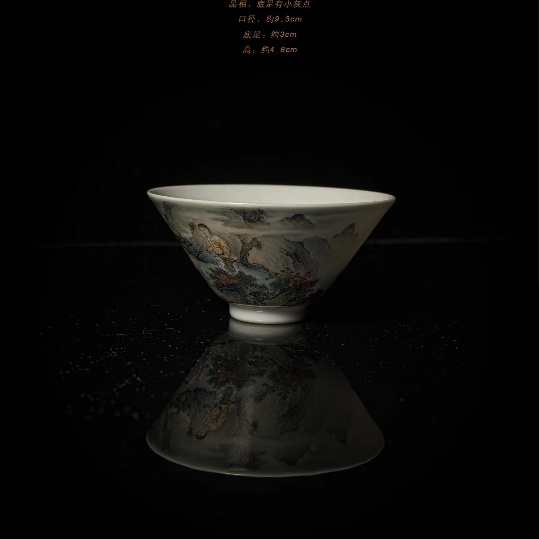 4-66一儒堂松溪听泉图斗笠杯