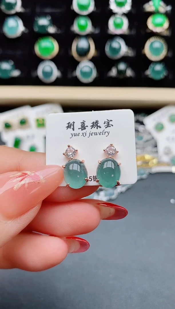 【闪购商品】翡翠耳饰银S925镶嵌5080550