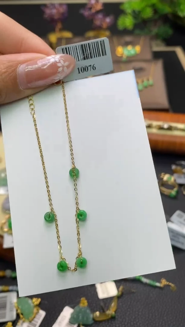 翡翠18K金镶嵌颈饰净货10076