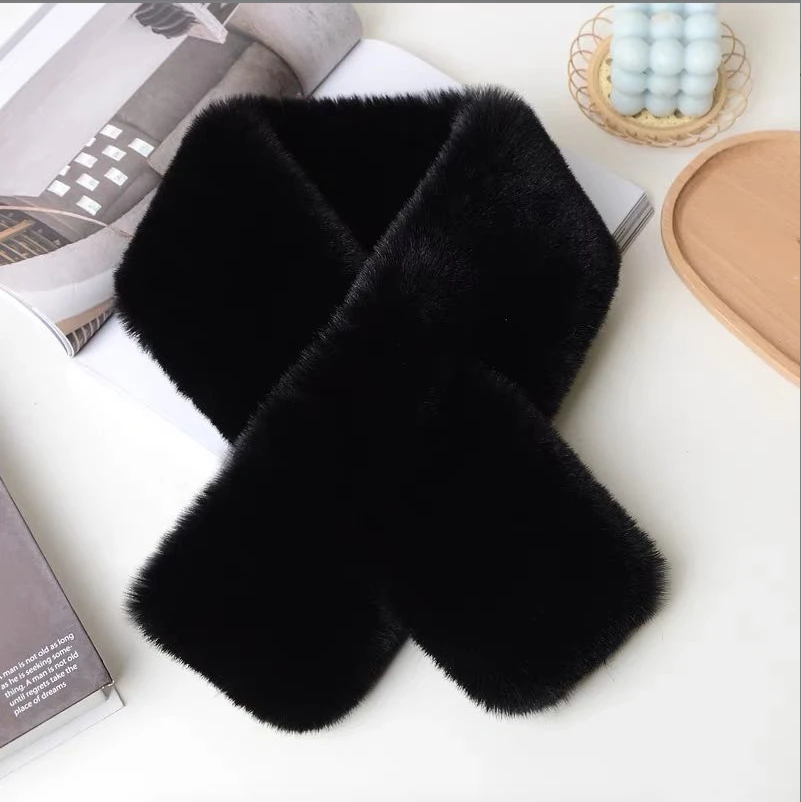 新款韩版冬季仿獭兔毛围脖双面加长加厚保暖毛绒围巾百搭皮草脖套