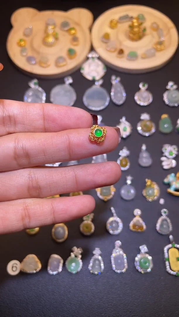 吊坠(不含链)银S925镶嵌翡翠1