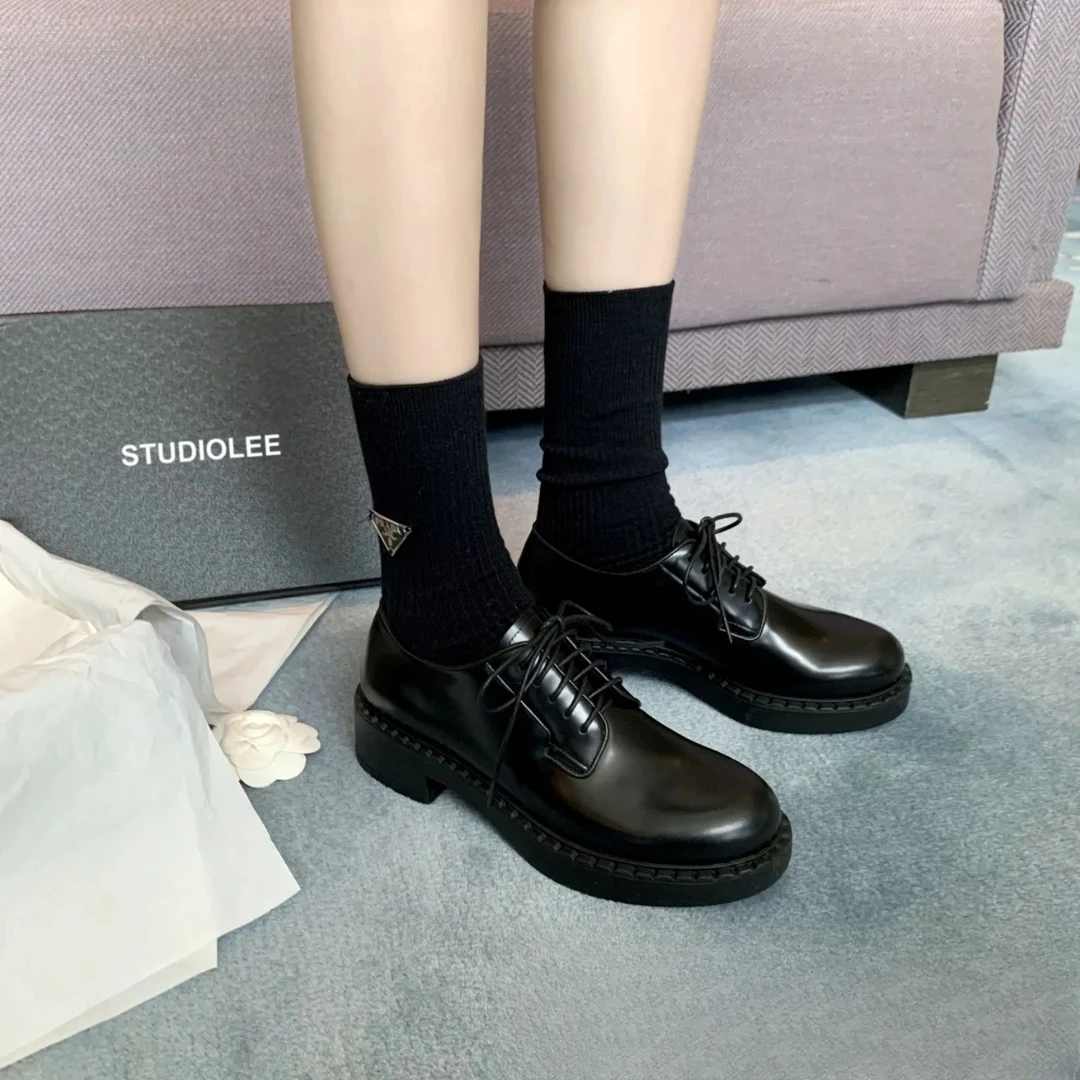 全新未使用 Prada/普拉达 新款女士系带厚底乐福鞋149616