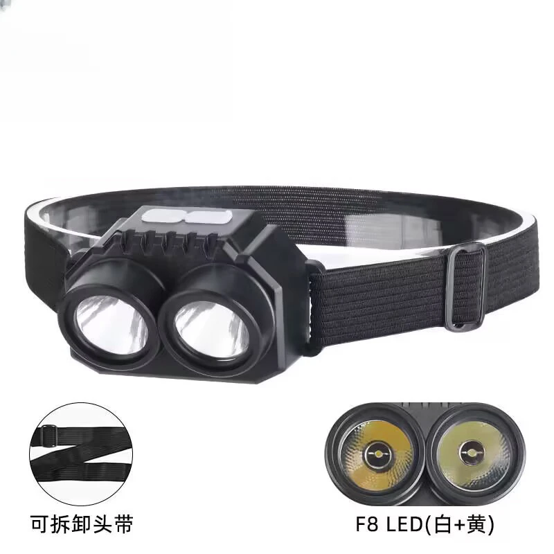 新疆包邮头灯白黄泛光LED便携户外探险应急头戴照明工作头灯