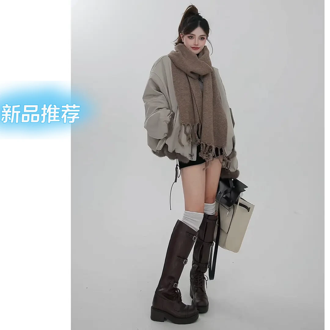 “暖阳”2025新款女休闲两面穿短款派克立领长袖通勤风时尚派克服