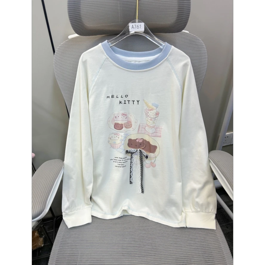 【断码清货】2025春甜品猫咪圆领T恤打底衫 D228 228  R