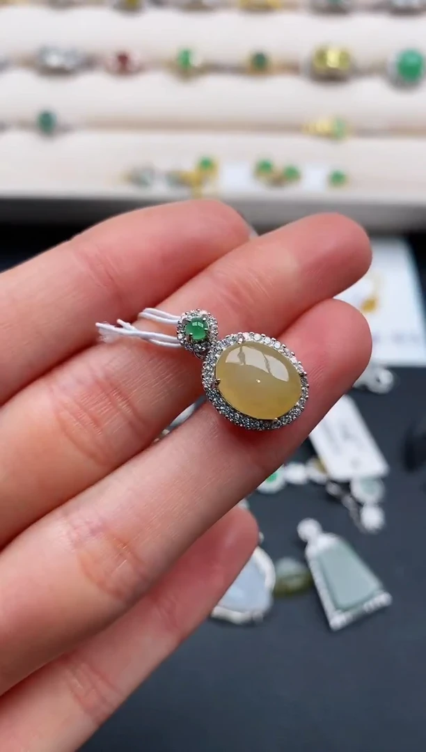 银S925镶嵌戒指翡翠天然缅甸A货翡翠22  10-