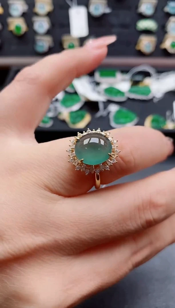 银S925镶嵌戒指翡翠1