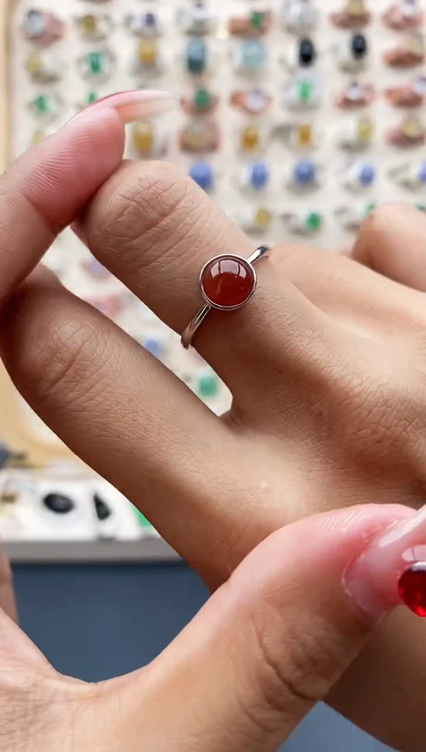 【闪购商品】翡翠戒指银S925镶嵌缅甸天然A货翡翠222  2+6