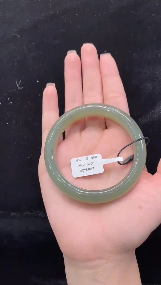 和田玉手镯未镶嵌和田玉青海料湖水绿#59上等和田玉手镯女