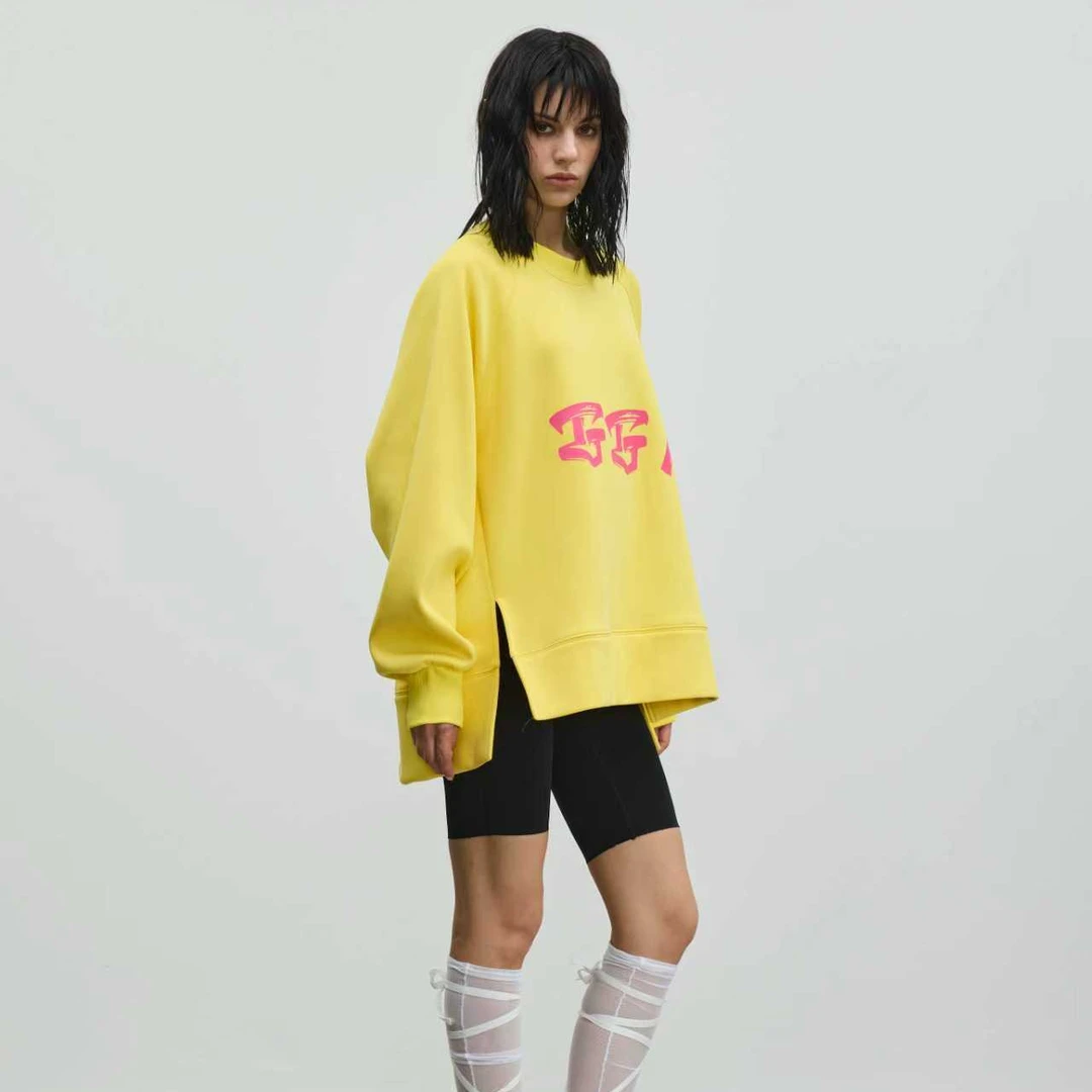 GGAHOLIDAY秋冬美式休闲宽松开叉情侣长袖圆领时尚卫衣-153243