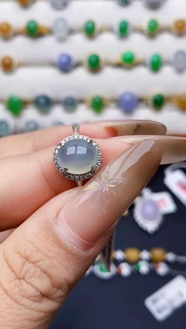 银S925镶嵌戒指翡翠0438