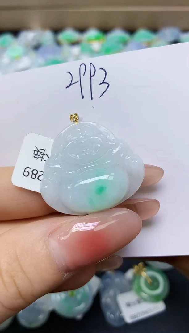 翡翠18K金镶嵌颈饰 天然缅甸翡翠A货