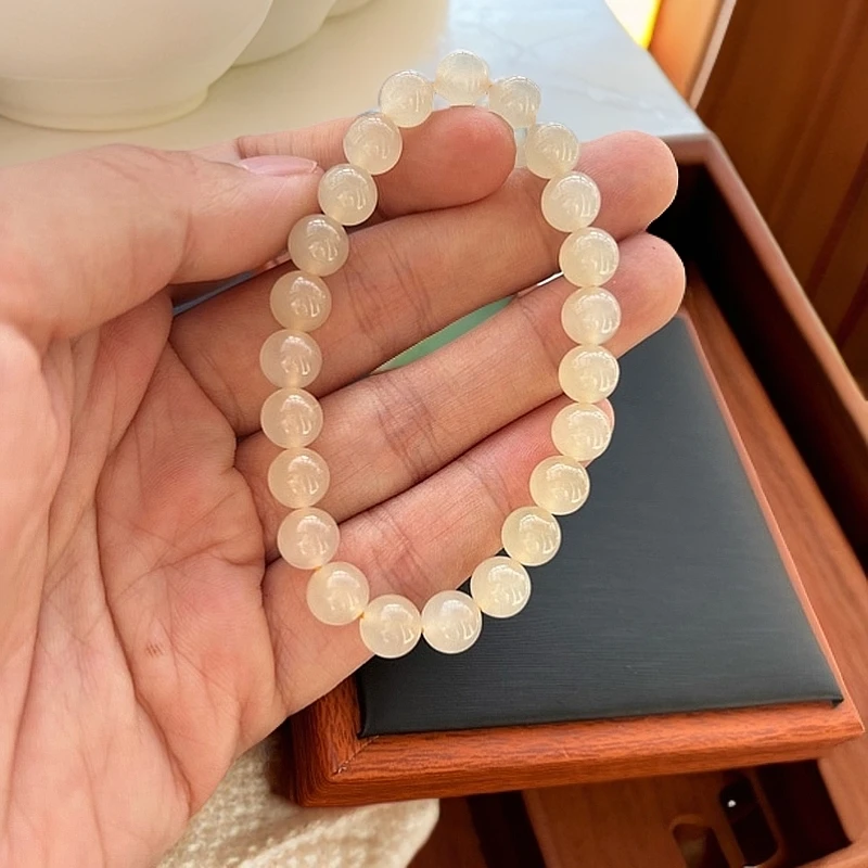 蜂蜜水卡8mm天然和田玉手串老料温柔百搭可盐可甜拍一发一多样性