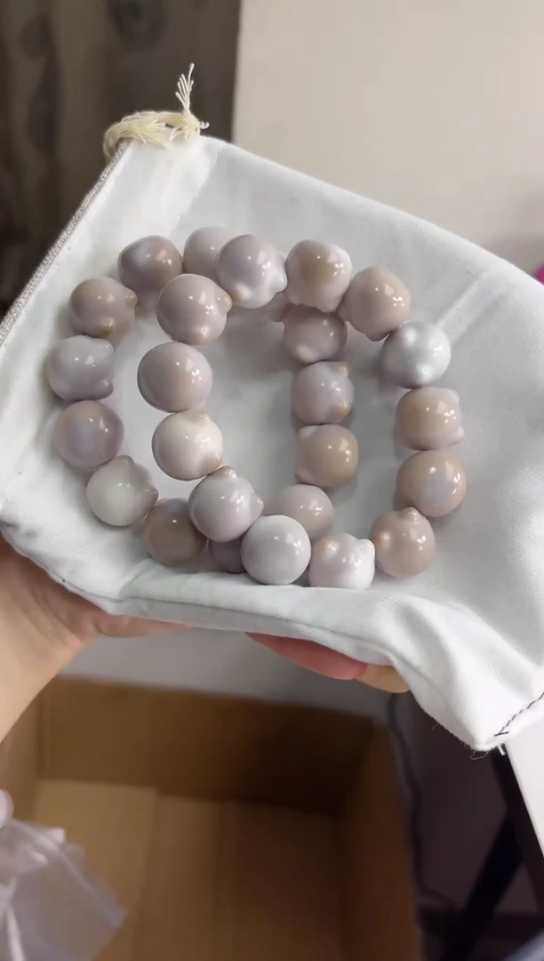 手串菩提根/象牙果沐s25干磨横孔猫猫头18*20mm手串（现穿）