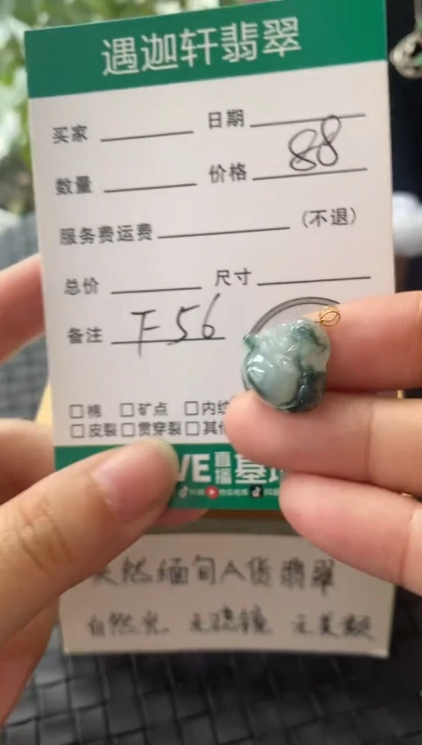 吊坠(不含链)18K金镶嵌翡翠F56