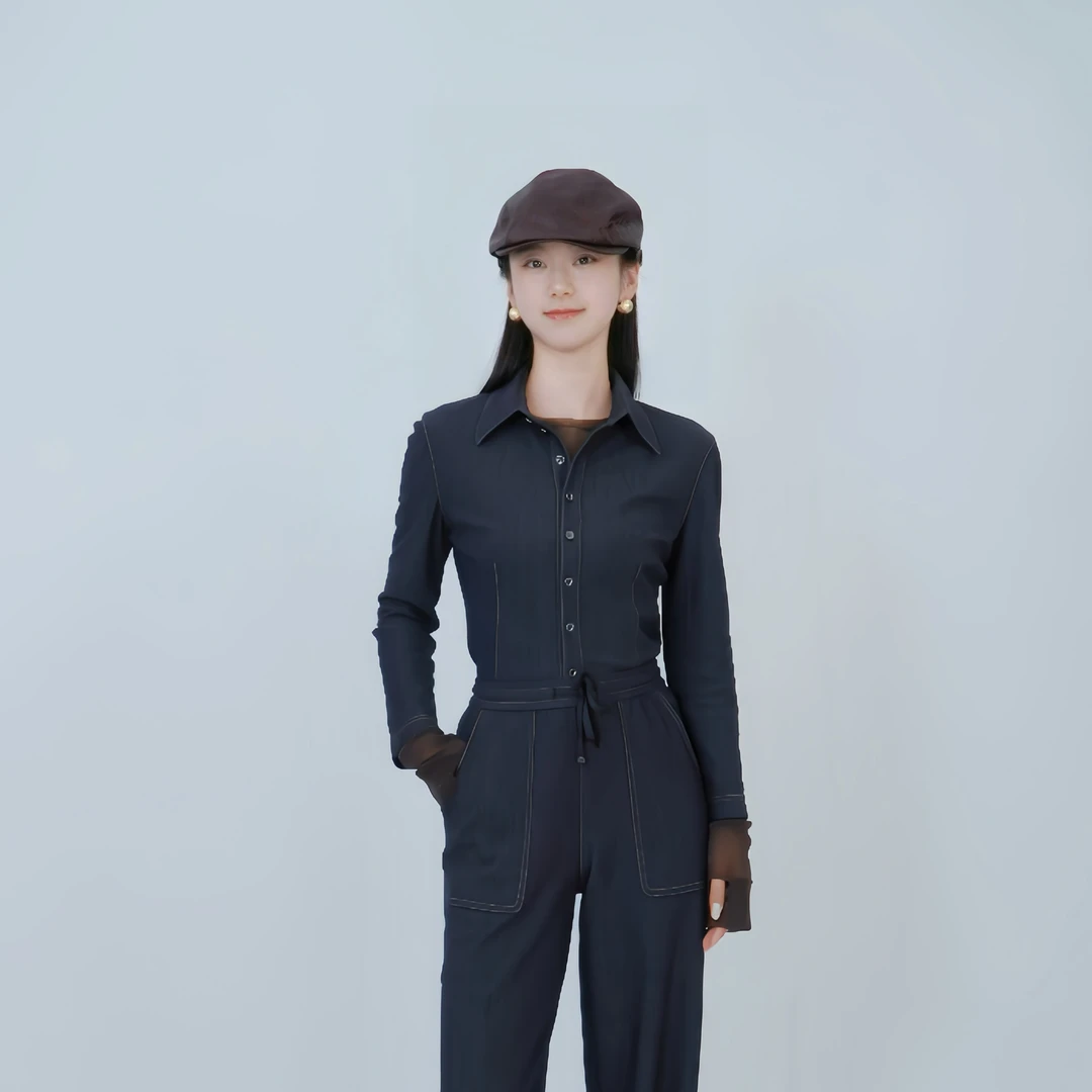 GIRDEAR/哥弟新款时尚百搭简约弹性针织牛仔布收腰衬衫女1301042