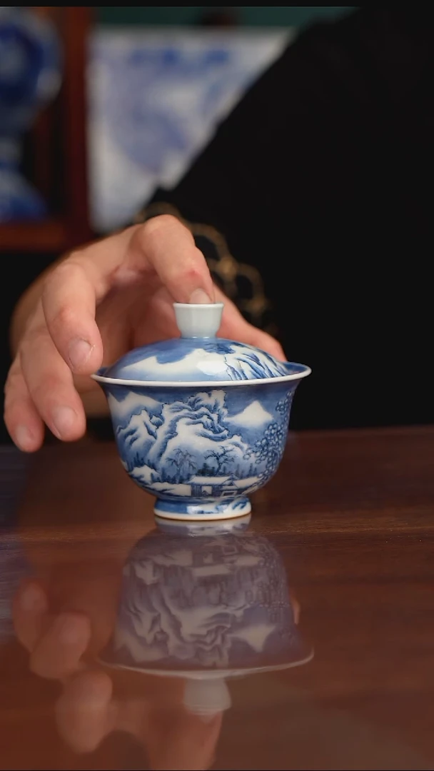 景琳藏青花北派山水