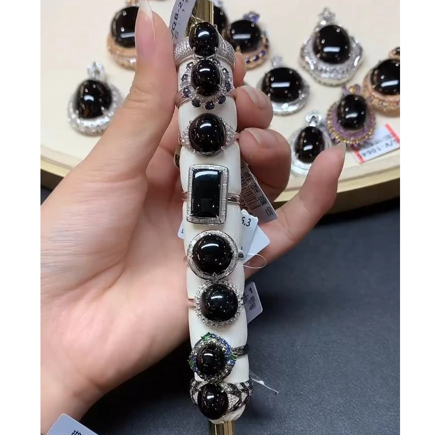 【彩虹盘】墨翠戒指-18K金镶嵌-多样性发一件-MYZ008|CXQ21