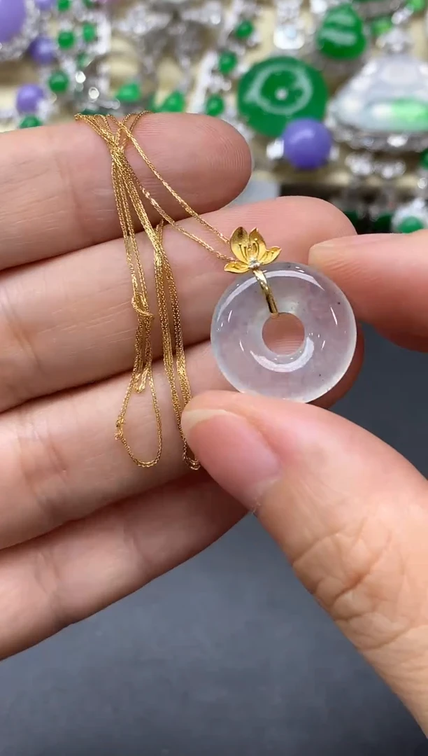 颈饰18K金镶嵌翡翠318-中国好珍宝