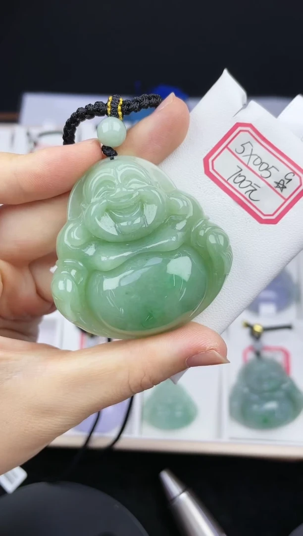 翡翠未镶嵌颈饰孤品5X005冰葡萄肉大佛+送同款绳子