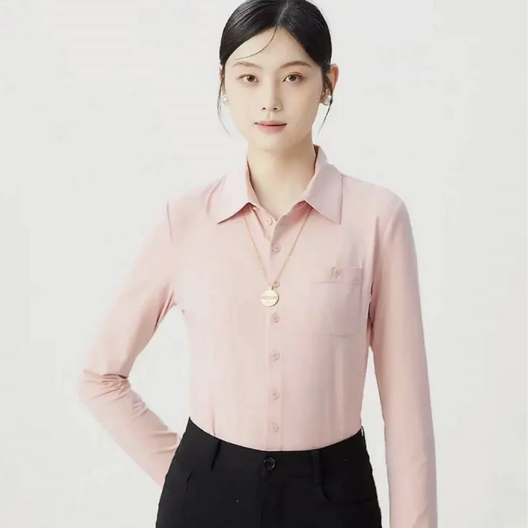 GIRDEAR/哥弟轻职风简约通勤气质百搭显瘦翻领衬衫女士1300820